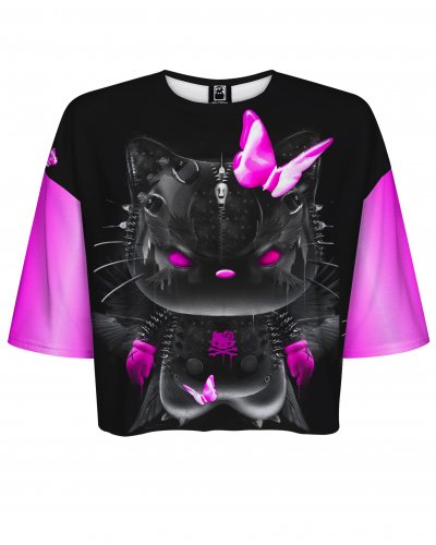 T-shirt Crop Kitty Punk