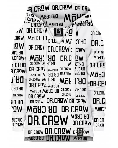 Hoodie with the hood Dr.Crow Text White