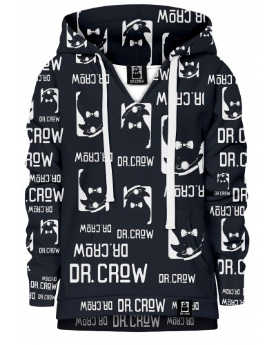 Hoodie with the hood Dr.Crow Logo Black