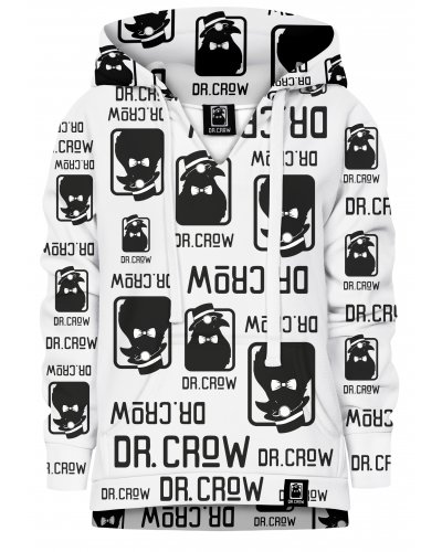 Hoodie with the hood Dr.Crow Logo White