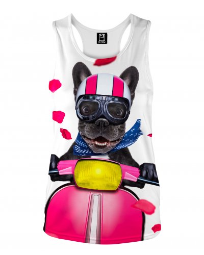 Tank Top Dog on Scooter