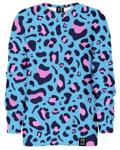 Hoodie without the hood Leopard Blue