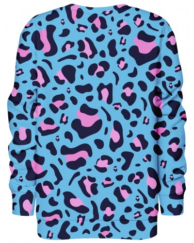 Hoodie without the hood Leopard Blue