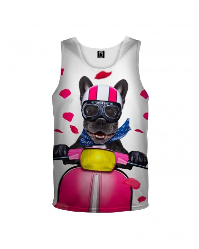 Tank Top Dog on Scooter