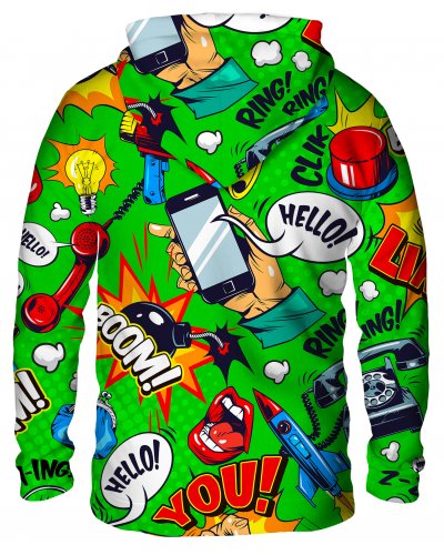 Hoodie with the hood Comic Green