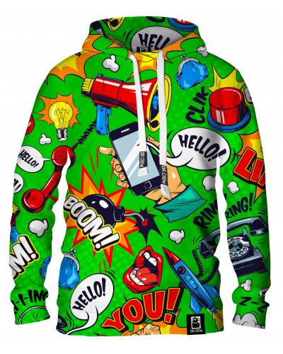 Hoodie with the hood Comic Green