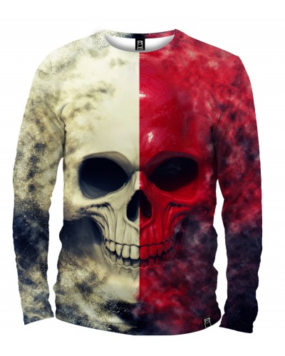 Long Sleeve White Red Skull