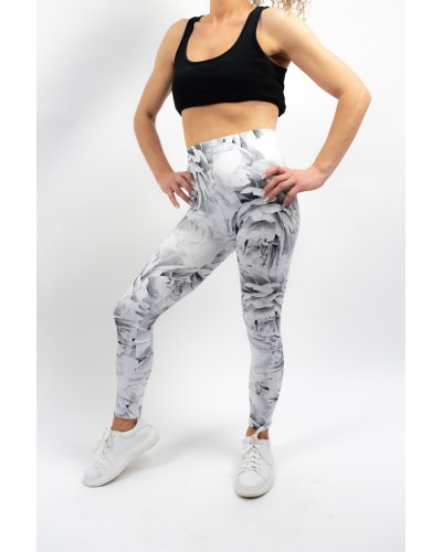 Leggings Peonies White