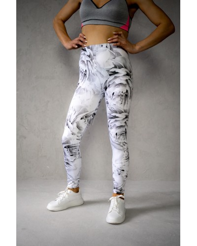 Leggings Peonies White