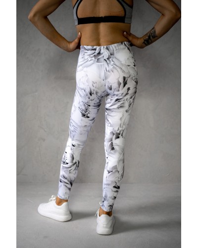 Leggings Peonies White