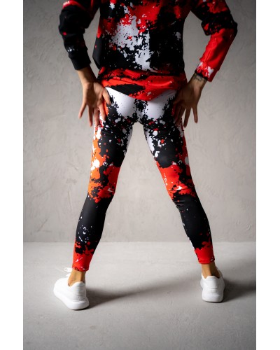 Leggings Marble Black Red