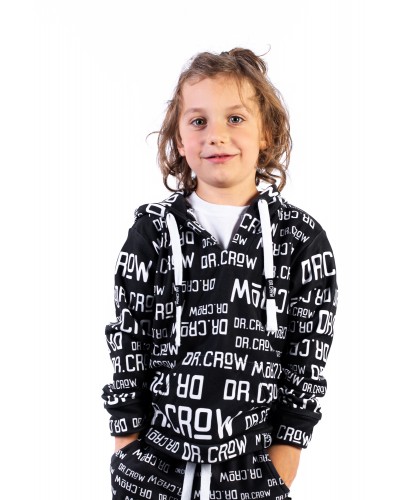 Hoodie with the hood Dr.Crow Text Black