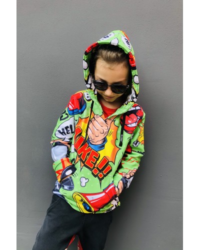 Hoodies zip Comic Green