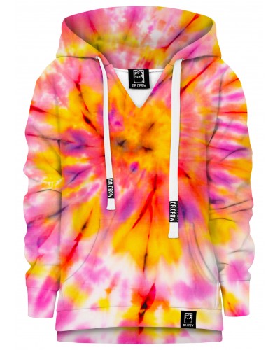 Hoodie with the hood Tie Die Pink