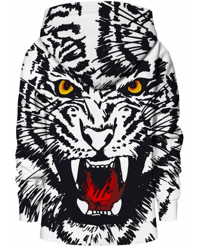 Hoodie with the hood White Tiger