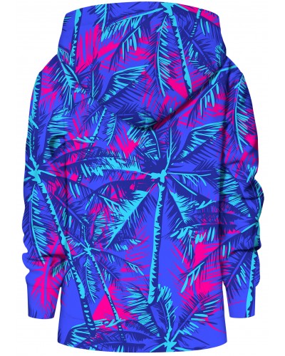 Hoodie with the hood Neon Palms Blue