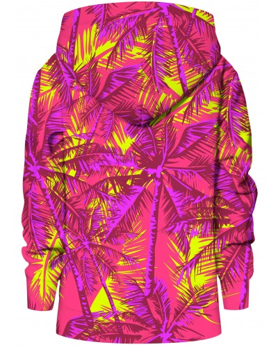 Hoodie with the hood Neon Palms Pink