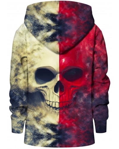 Hoodie with the hood White Red Skull