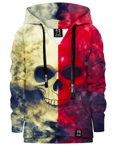 Hoodie with the hood White Red Skull