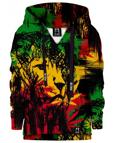 Hoodie with the hood Rasta Lion