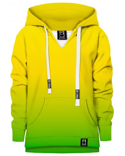 Hoodie with the hood Ombre Yellow Green