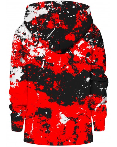 Hoodie with the hood Marble Black Red