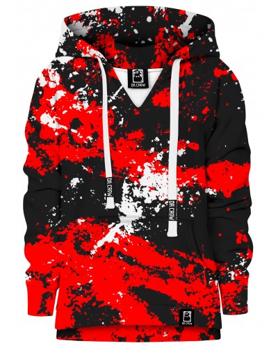 Hoodie with the hood Marble Black Red