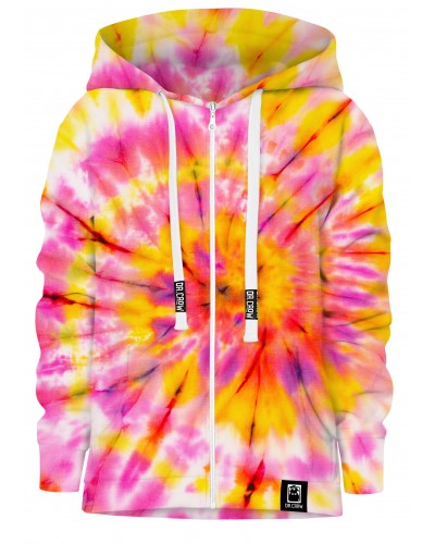 Hoodies zip Tie Die Pink