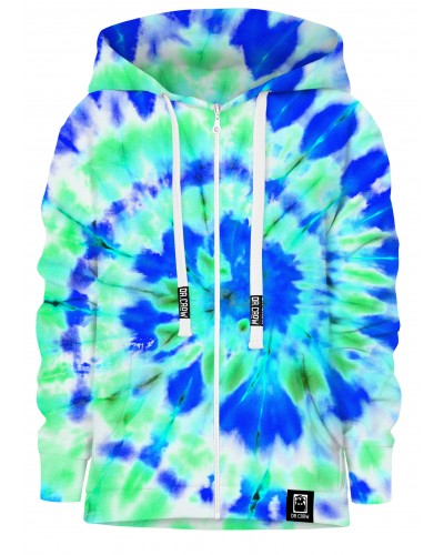 Hoodies zip Tie Die Green