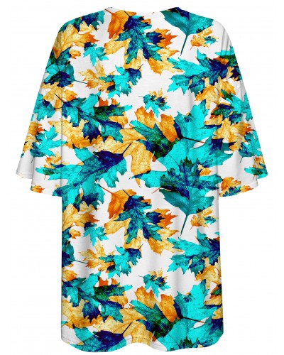 T-Shirt Oversize Cyan Leaves