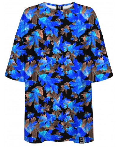 T-Shirt Oversize Blue Leaves