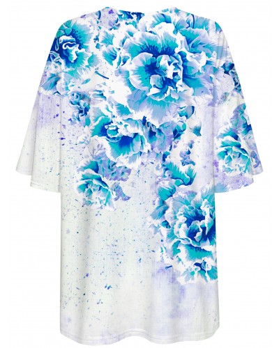 T-Shirt Oversize Beautifull Flowers Blue