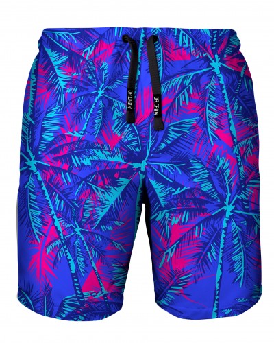 Swimsuit Neon Palms Blue