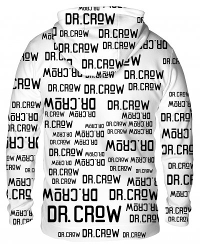 Hoodie with the hood Dr.Crow Text White