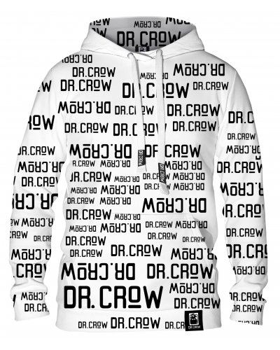 Hoodie with the hood Dr.Crow Text White