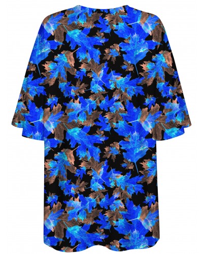 T-Shirt Oversize Blue Leaves