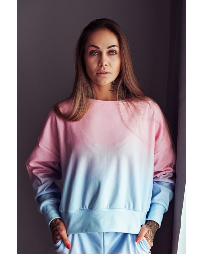 Crop hoodie  Ombre Blue Pink