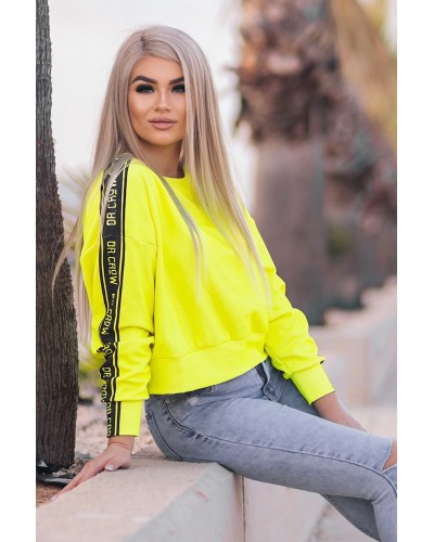 Crop hoodie Stripe Neon Yellow