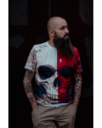 T-Shirt White Red Skull