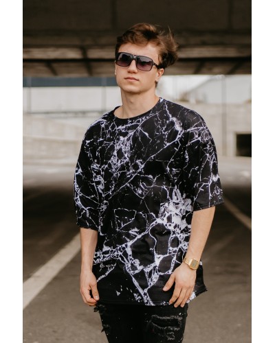 T-Shirt Oversize Marble Black