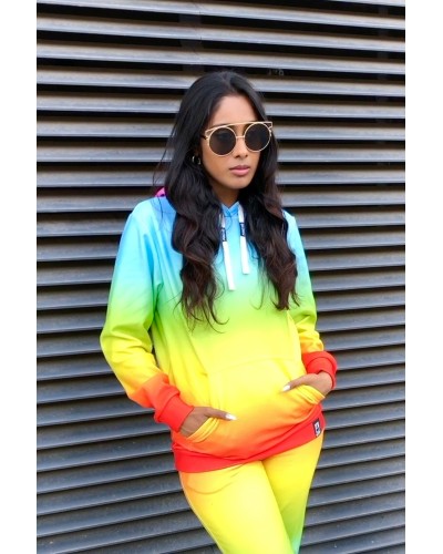 Hoodie with the hood Ombre Rainbow