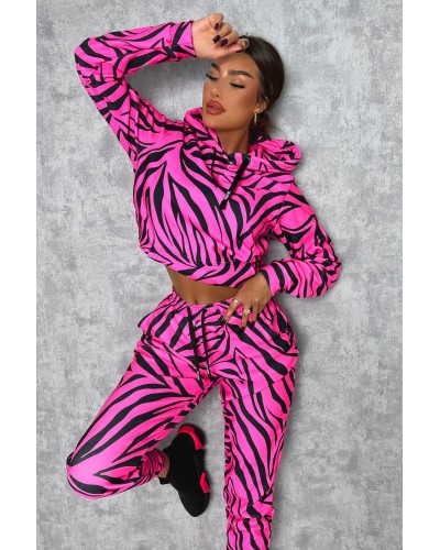 Bluza z kapturem Zebras Neon Pink