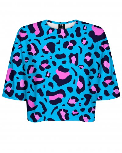 T-shirt Crop Leopard Blue