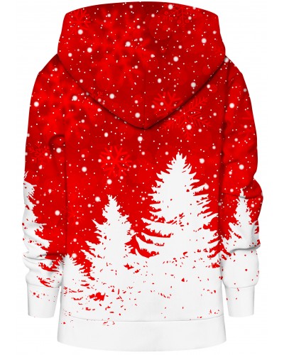 Hoodie with the hood Christmas Tree Red