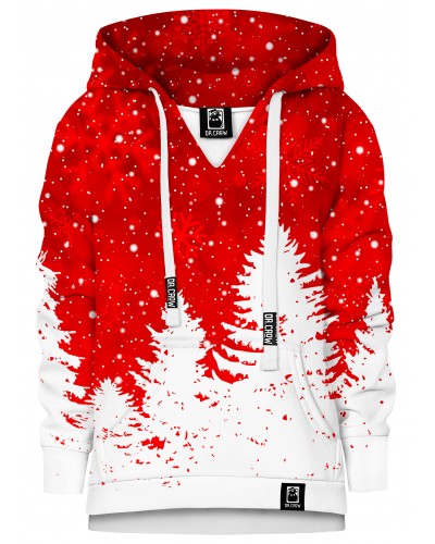 Hoodie with the hood Christmas Tree Red