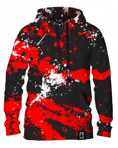 Hoodie with the hood Marble Black Red