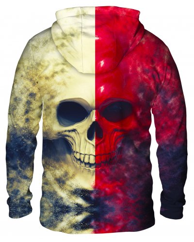 Hoodie with the hood White Red Skull