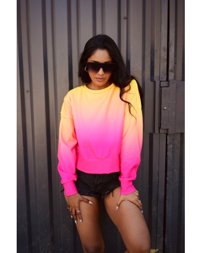 Crop hoodie  Ombre Yellow Pink