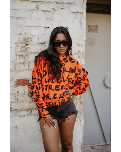 Crop hoodie Dr.Crow Neon Orange