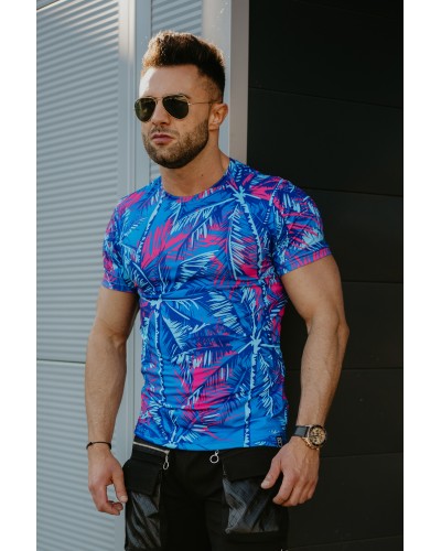 T-Shirt Neon Palms Blue